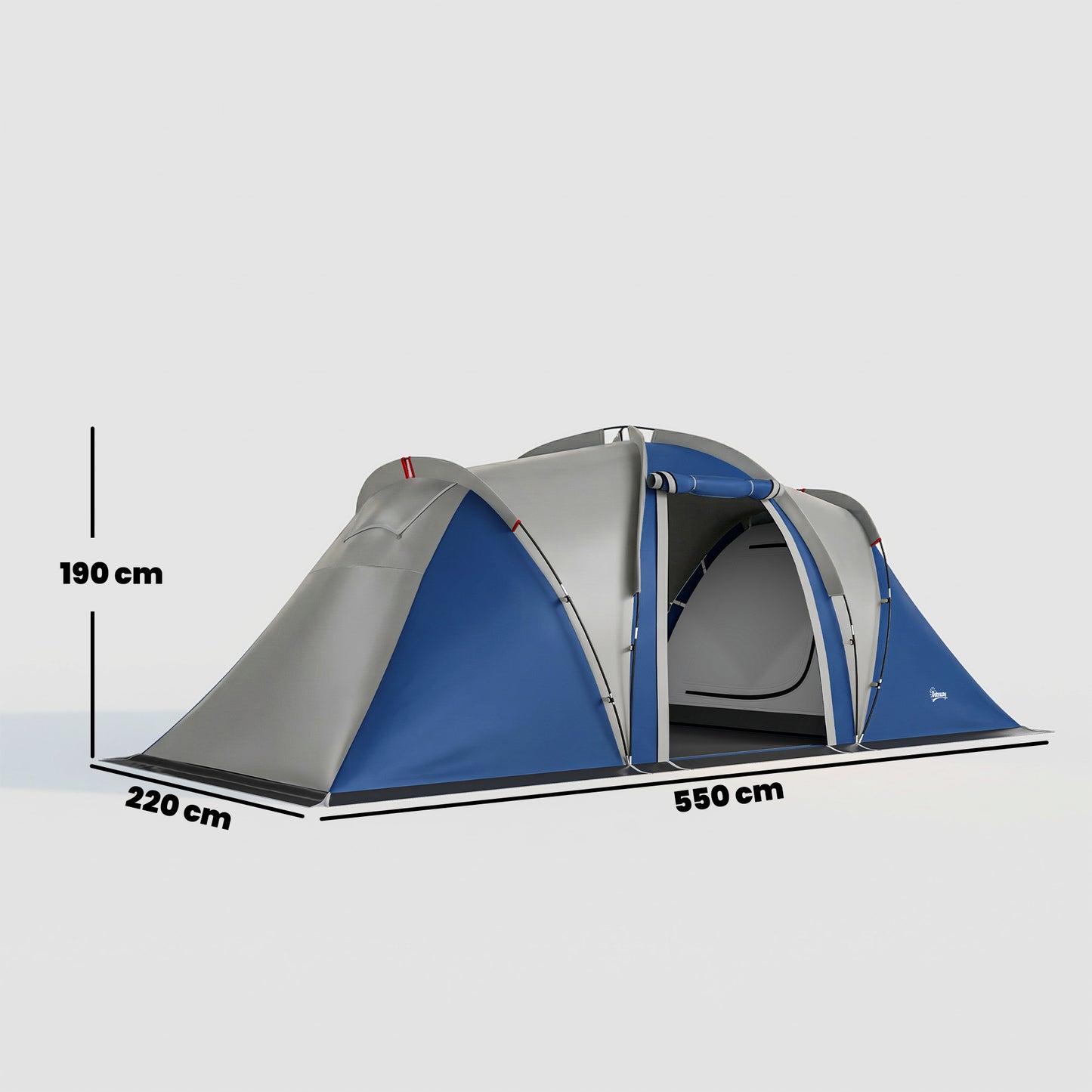 Family Camping Tent 3000mm Waterproof Windproof Tunnel Tent 6 Person, Navy Blue & Light Grey