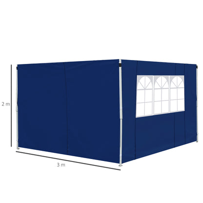 3 Meters Gazebo Replaceable Exchangeable Side Panel Wall Panels Walls With Window, Blue
