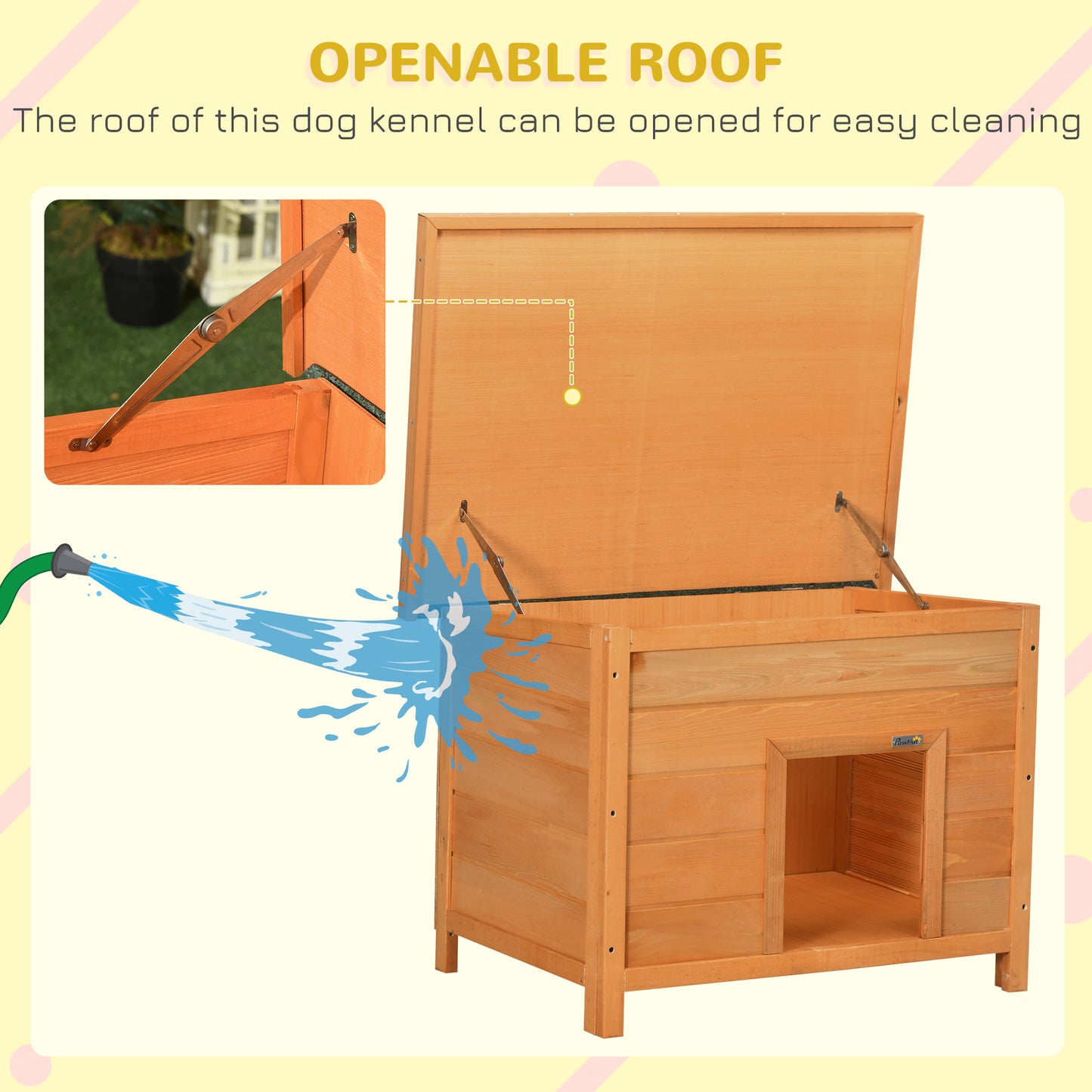 Wooden Dog Kennel Elevated Dog Pet House w/ Open Top 82W x 58D x 58H cm
