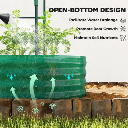 Galvanised Raised Garden Bed with Arched Trellis, 4 x 2 x 4.6ft Metal Raised Bed for Garden with Open Bottom, Green