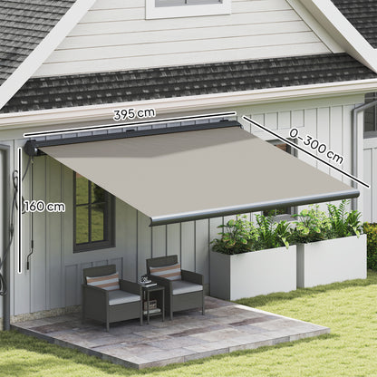 4 x 3(m) Full Cassette Electric Awning with Remote Controller, Aluminium Frame DIY Retractable Garden Awning