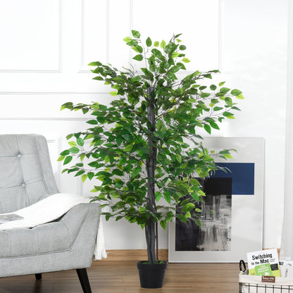 Artificial Tree White Rose Floral in Pot, Fake Plant for Home Indoor Decor, 90cm, Purple