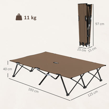 Double Camping Cot Bed, with Bag - Khaki