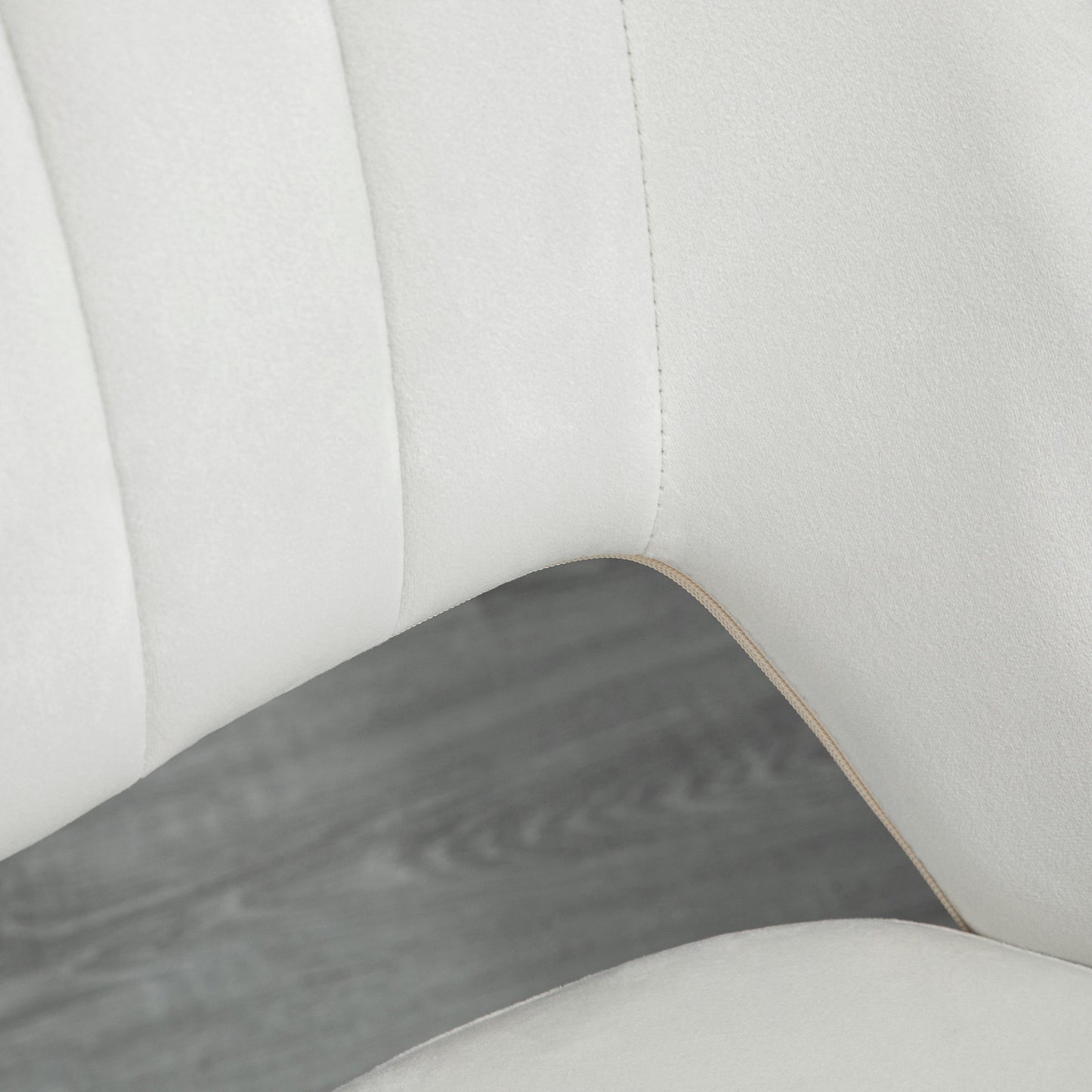 Armless Velvet-Feel Office Chair - Cream White