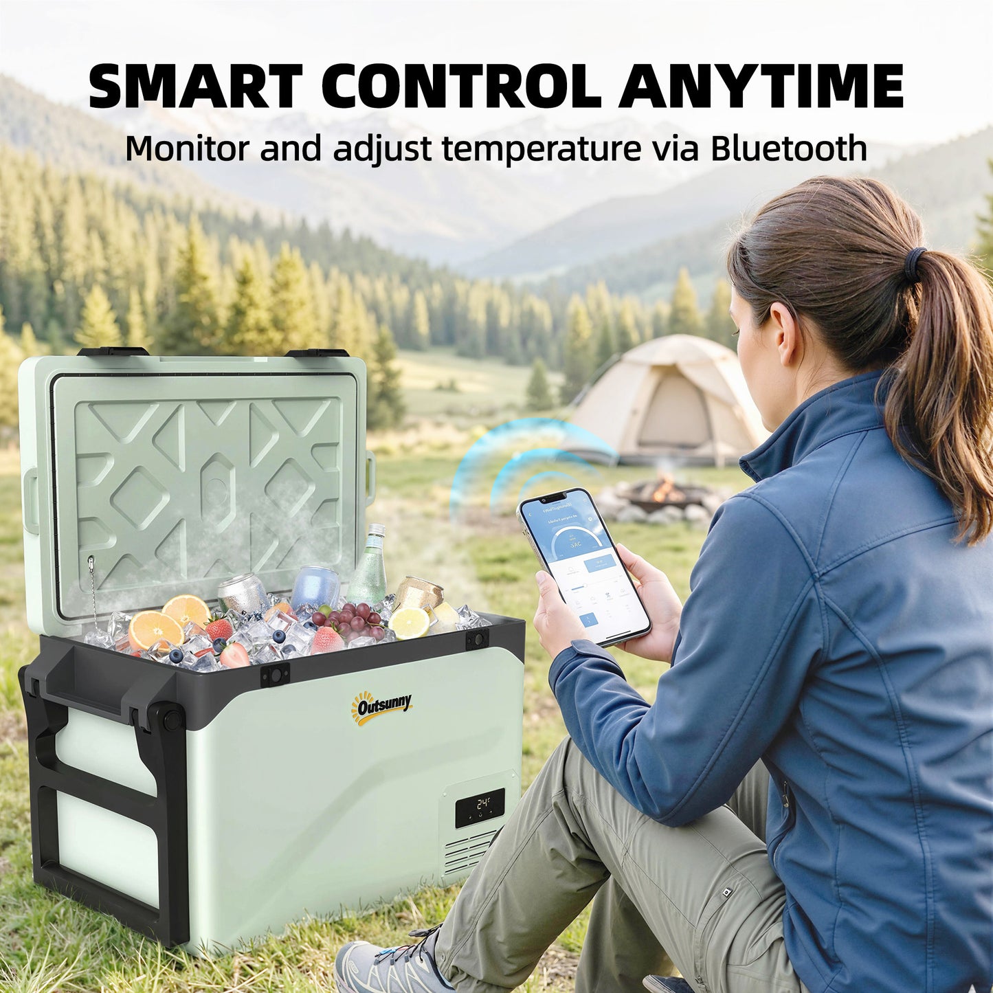 42.5L Compressor Car Fridge Freezer, Camping Refrigerator with App Control, 20℃-20℃