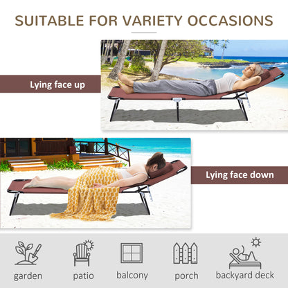 Folding Sun Lounger with Face Hole, 4-Position Adjustable Backrest Garden Recliner Chair Sunbed, Outdoor Lounge Chair