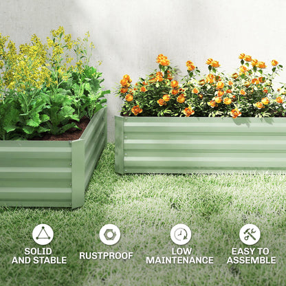 Set of Two 100 x 60cm Steel Planter Boxes - Light Green