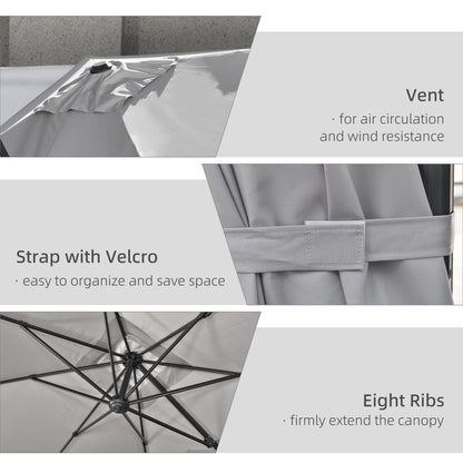 2.7 x 2.7 m Cantilever Parasol, Square Overhanging Umbrella with Cross Base, Crank Handle, Tilt