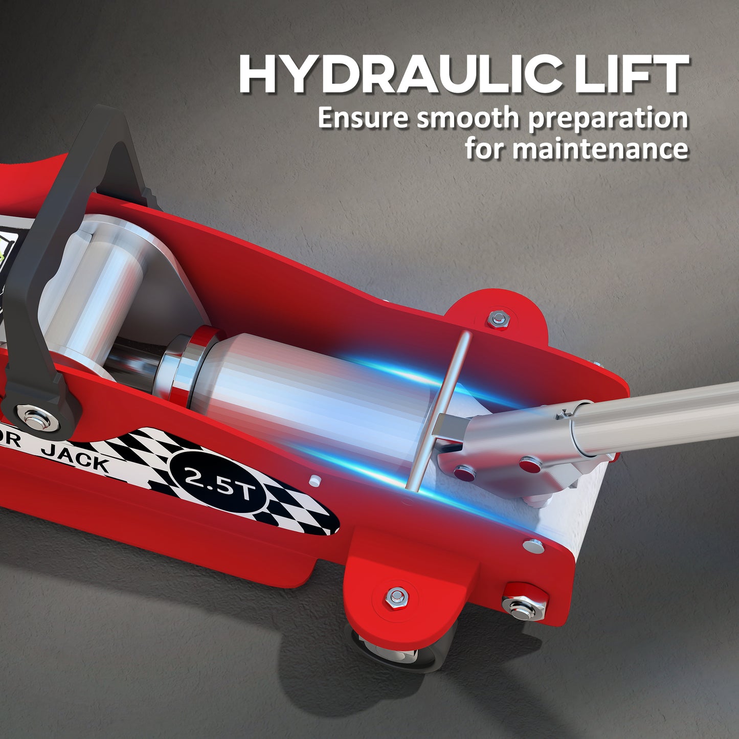 Hydraulic Low Profile Floor Jack, 2.5 Tonne Heavy Duty Steel Trolley Car Jack Lift with 80-360 mm Lifting Range, Wheels