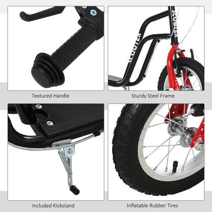 Teen Kick Scooter with Adjustable Handlebar, Inflatable Wheels, Two Brakes, Black