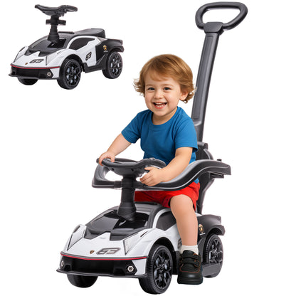 Licensed 2 in 1 Baby Ride on Push Car Toddler Push Along Car with Parent Handle Foot To Floor Slider with Horn Steering Wheel