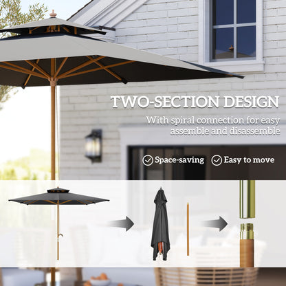 3 m Square Garden Parasol - Black