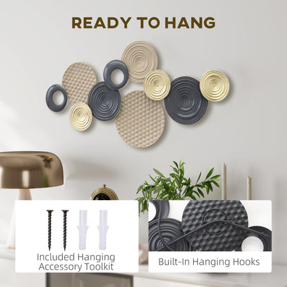 Metal Wall Art, Modern Hanging Wall Decor with Multi-Disc Design for Living Room Bedroom Dining Room