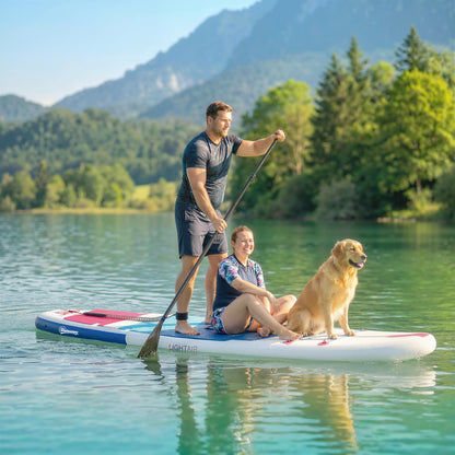 Inflatable Stand Up Paddle Board, 305x89x15cm Extra-Wide SUP with Non-Slip EVA Deck, Adj Aluminum Paddle