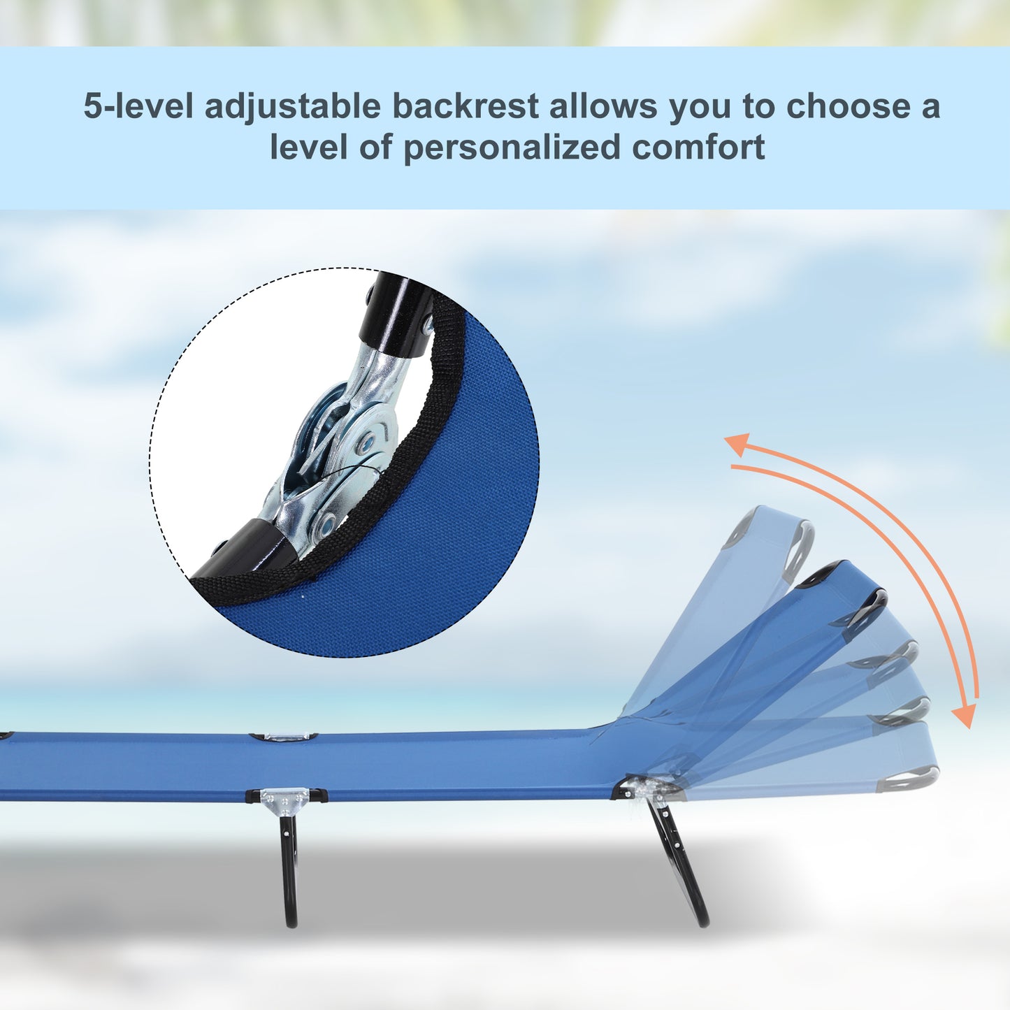 Foldable Sun Lounger with 5-Position Adjustable Backrest