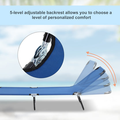 Foldable Sun Lounger with 5-Position Adjustable Backrest