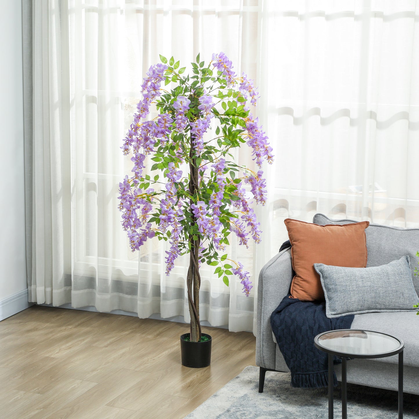 180cm Ficus Artificial Tree, Fake Wisteria Tree in Nursery Pot
