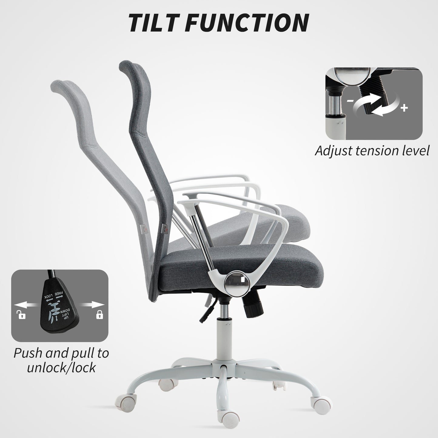 Fabric High Back Office Chair - Grey