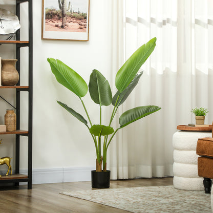 109cm Artificial Bird of Paradise Plant, Faux Banana Leaf Tree with PEVA Leaves and Flocking