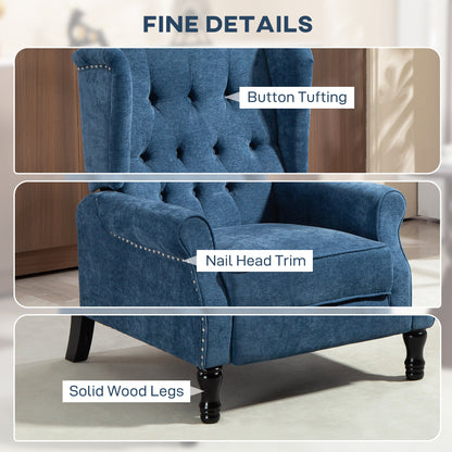 150° Reclining Vintage Armchair, with footrest, Royal Blue