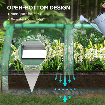 Metal Planter Box with Cover, Raised Garden Bed with Greenhouse, for Herbs and Vegetables, Green and Dark Grey