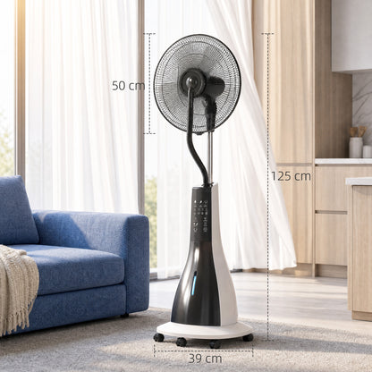 Pedestal Fan with Water Mist Spray, Spray Misting Fan with 75° Oscillation, Remote Control, Tilt Head, 3 Speeds, 3 Modes