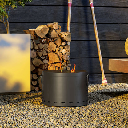 Smokeless Fire Pit, 38cm Portable Wood Burning Firepit with Spark Screen and Poker