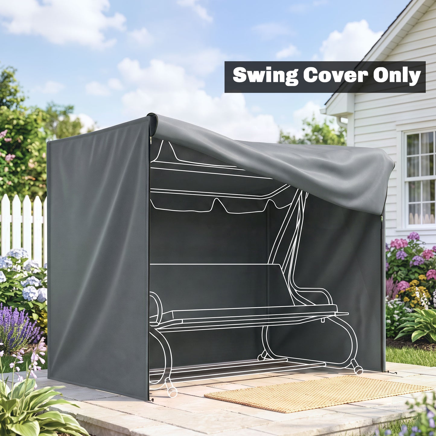 220 x 125cm Three-Seater Swing Chair Protective Cover - Grey