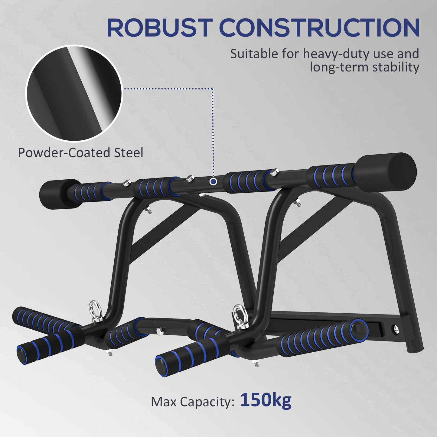 Multi-Grip Doorway Pull Up Bar with Non-Slip Grips, Chin Up Bar with Anti-Fall Slot for Indoor Gym Upper Body Workout