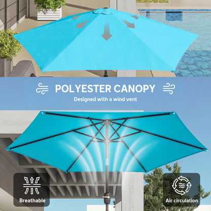 2.6 m Garden Parasol Umbrella with Aluminium Pole, Outdoor Patio Umbrella with Tilt and Crank, Vent, Blue