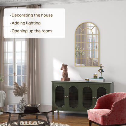 110 x 65 cm Arched Decorative Wall Mirror for Bedroom Living Room, Modern Window Bathroom Mirror for Home Decor