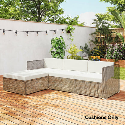 7-Piece Patio Furniture Cushions, Outdoor Loveseat Cushion with Removable Covers for Rattan Furniture, 60x60 cm, Cream