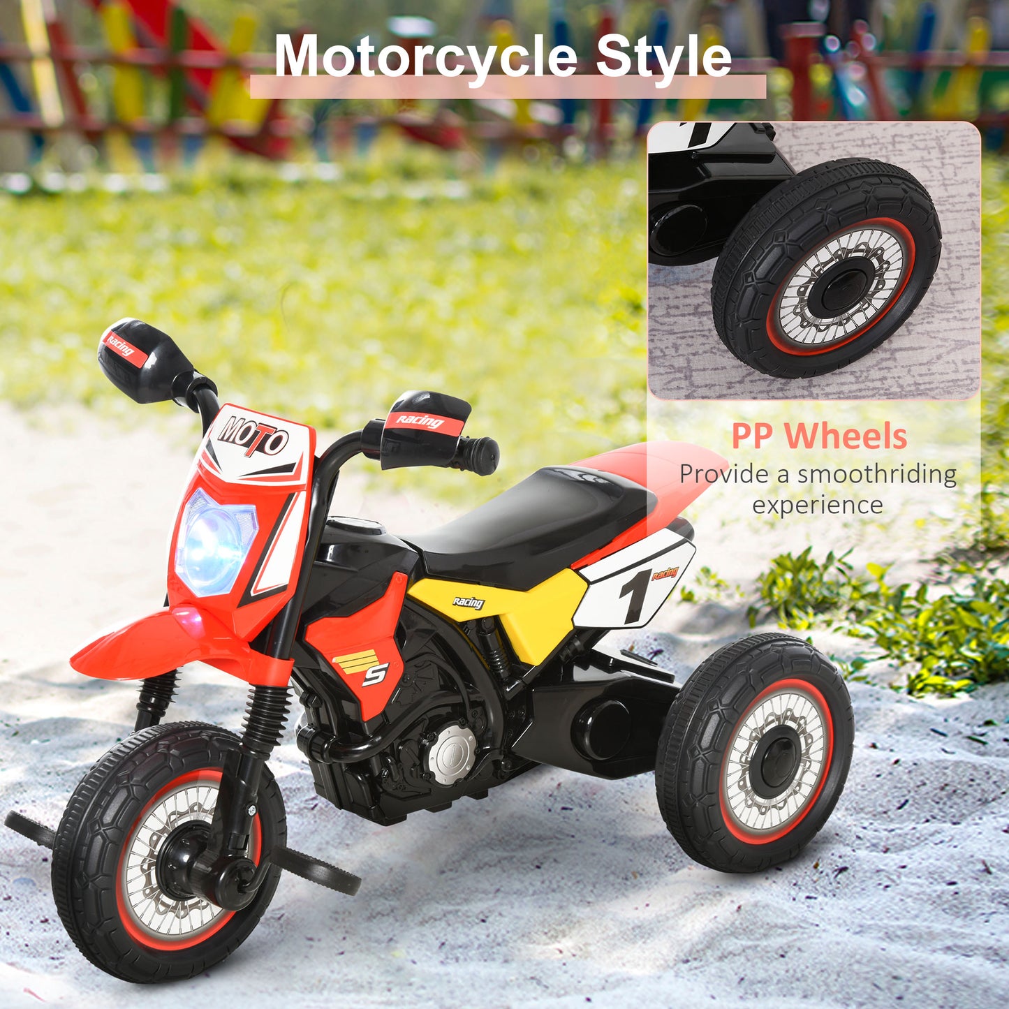 Trike for Kids, Toddler Pedal Motorcycle, Kids Ride On Tricycle Early Learning w/ Music Lights Handlebar Stickers Exercise Bo