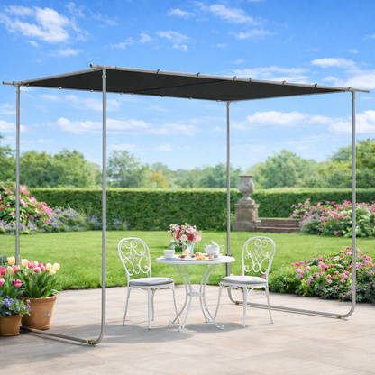 3 x 3(m) Mobile Pergola Kit, Portable Garden Gazebo with Wheels & UV-Resistant Canopy, Dark Grey
