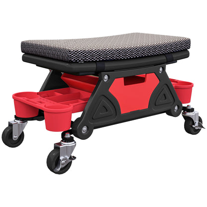 Rolling Mechanic Stool, 135kg Capacity Workshop Stool, 360° Swivel Roller Padded Creeper Seat with Wheels