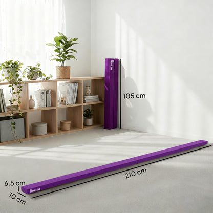 2.4M 8FT Gymnastics Folding Balance Beam Home Gym Training Exercise Sports - Purple