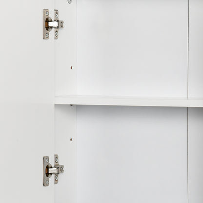 Bathroom Mirror Cabinet Wall Mounted Storage Shelf Bathroom Cupboard Double Door, White