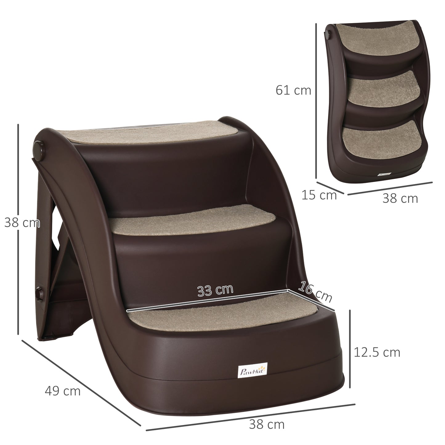 Foldable Dog Steps for Bed Sofa, Portable Dog Stairs 3-Step for High Bed