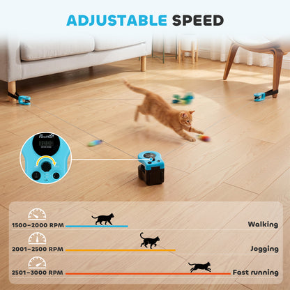 Interactive Cat Toy for Indoor Kittens & Adult with Adjustable Speed, DIY Track & Mouse Sound