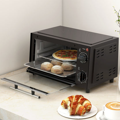 Mini Oven, 9L Countertop Electric Grill, Toaster Oven with Adjustable Temperature, Timer