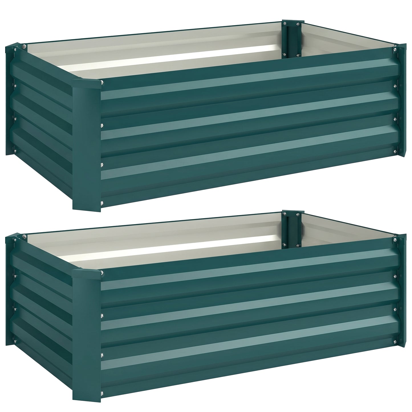 Set of Two 100 x 60cm Steel Planter Boxes -Green