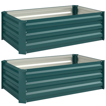 Set of Two 100 x 60cm Steel Planter Boxes -Green