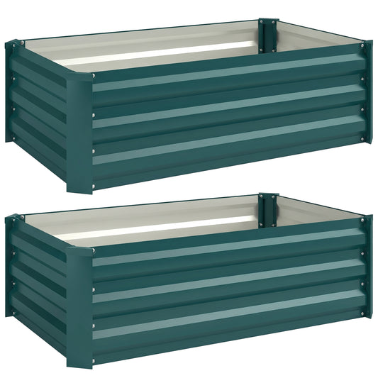 Set of Two 100 x 60cm Steel Planter Boxes -Green