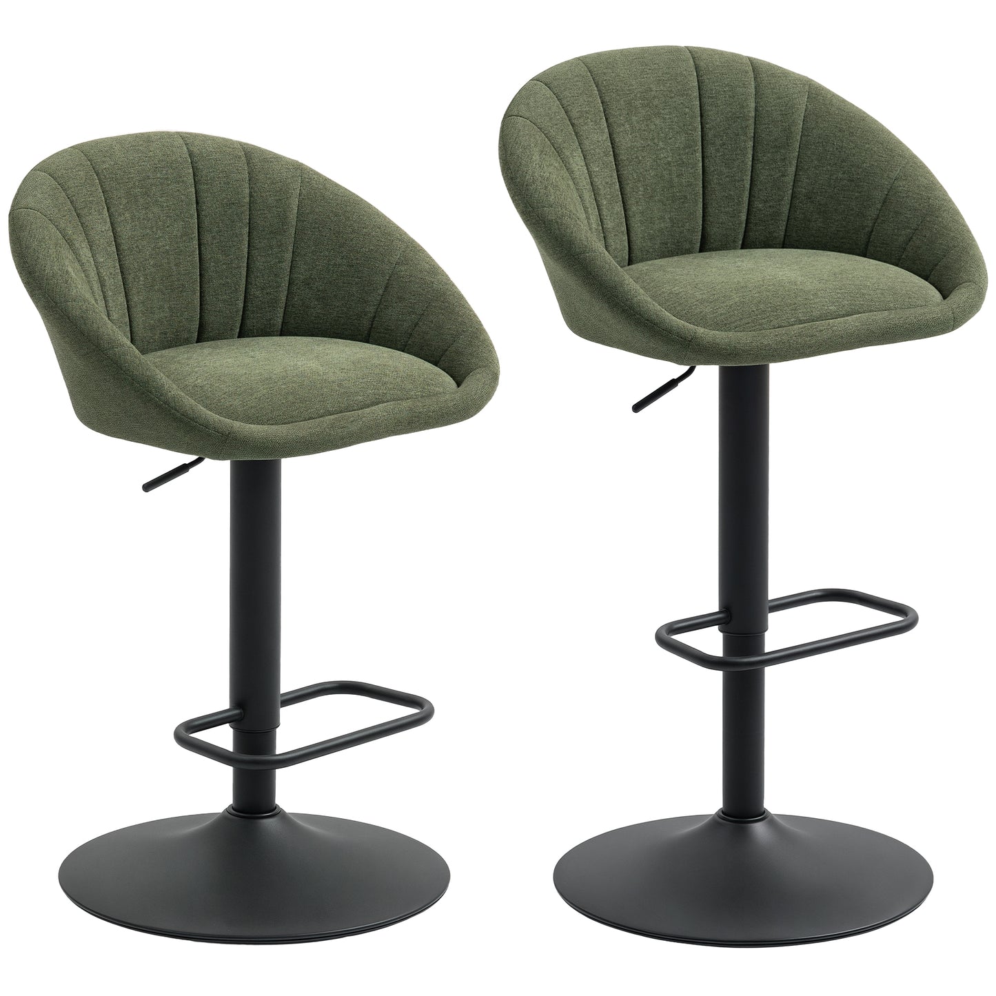 Set of Two Relaxed Tub Bar Stools - Dark Green
