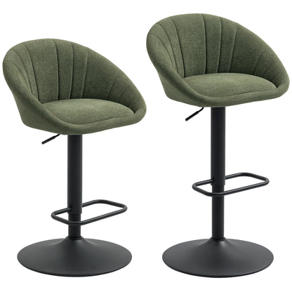 Set of Two Relaxed Tub Bar Stools - Dark Green