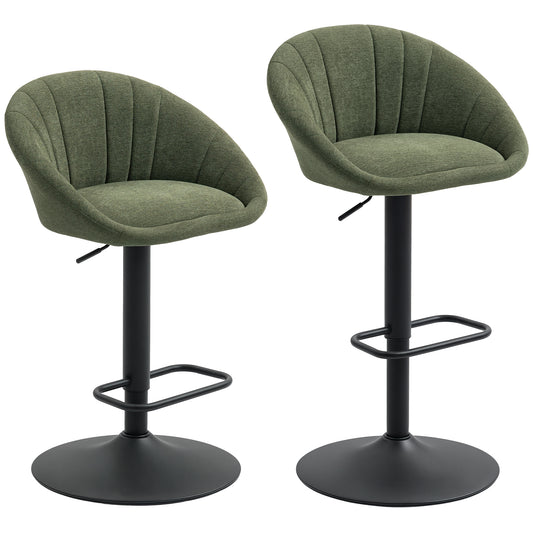 Set of Two Relaxed Tub Bar Stools - Dark Green