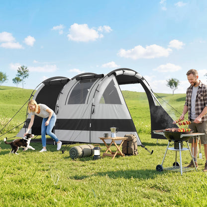 Camping Tent, 3 Man Blackout Tent with Bedroom and Living Room, Portable with Bag, for Fishing Hiking Festival, Khaki
