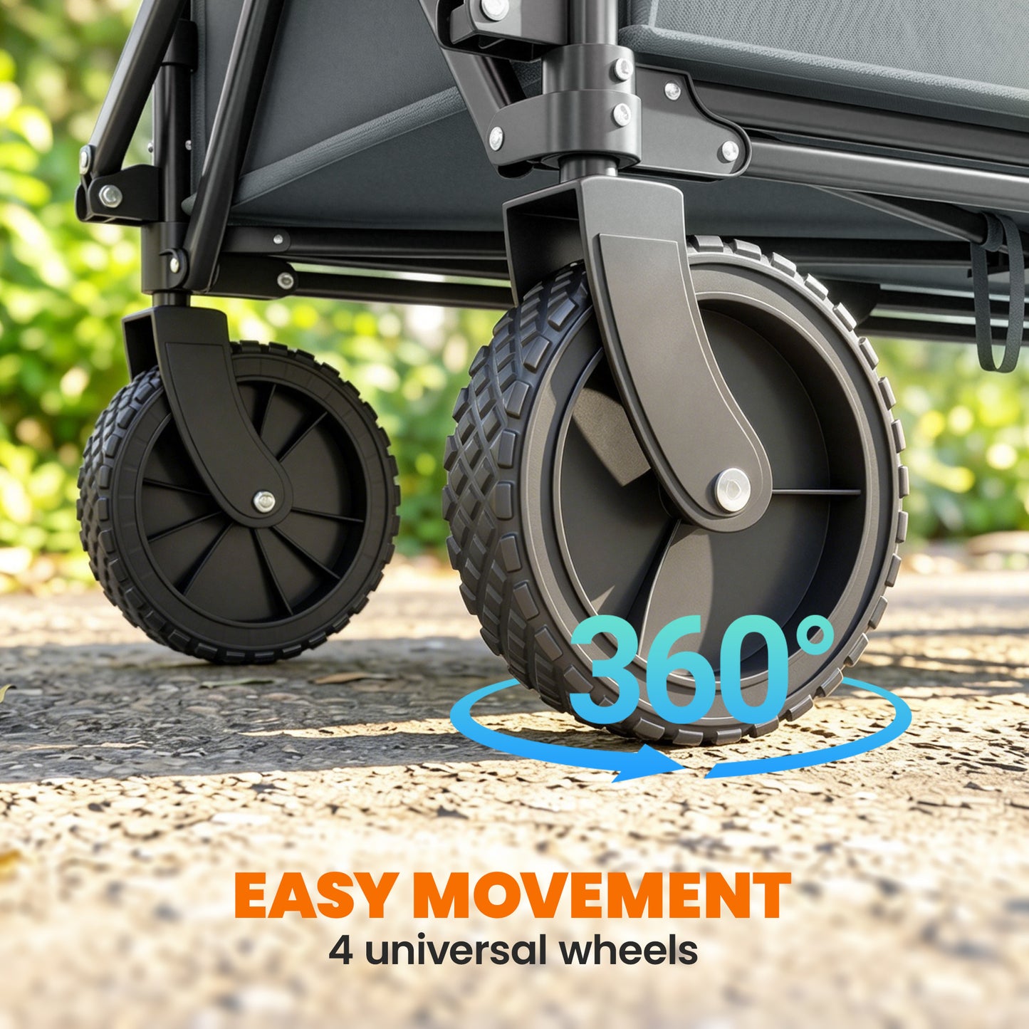 180L Festival Trolley on Wheels, Folding Compact Camping Trolley Cart with Adjustable Handle, 120 KG Capacity for Garden