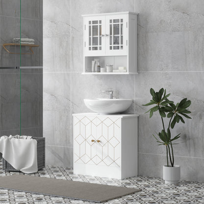 Under Sink Bathroom Cabinet, Under Sink Cabinet with Adjustable Shelf and Open Compartment for Basin with or without Pedestal