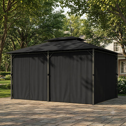 3 x 4m Steel Gazebo, with Curtains - Black
